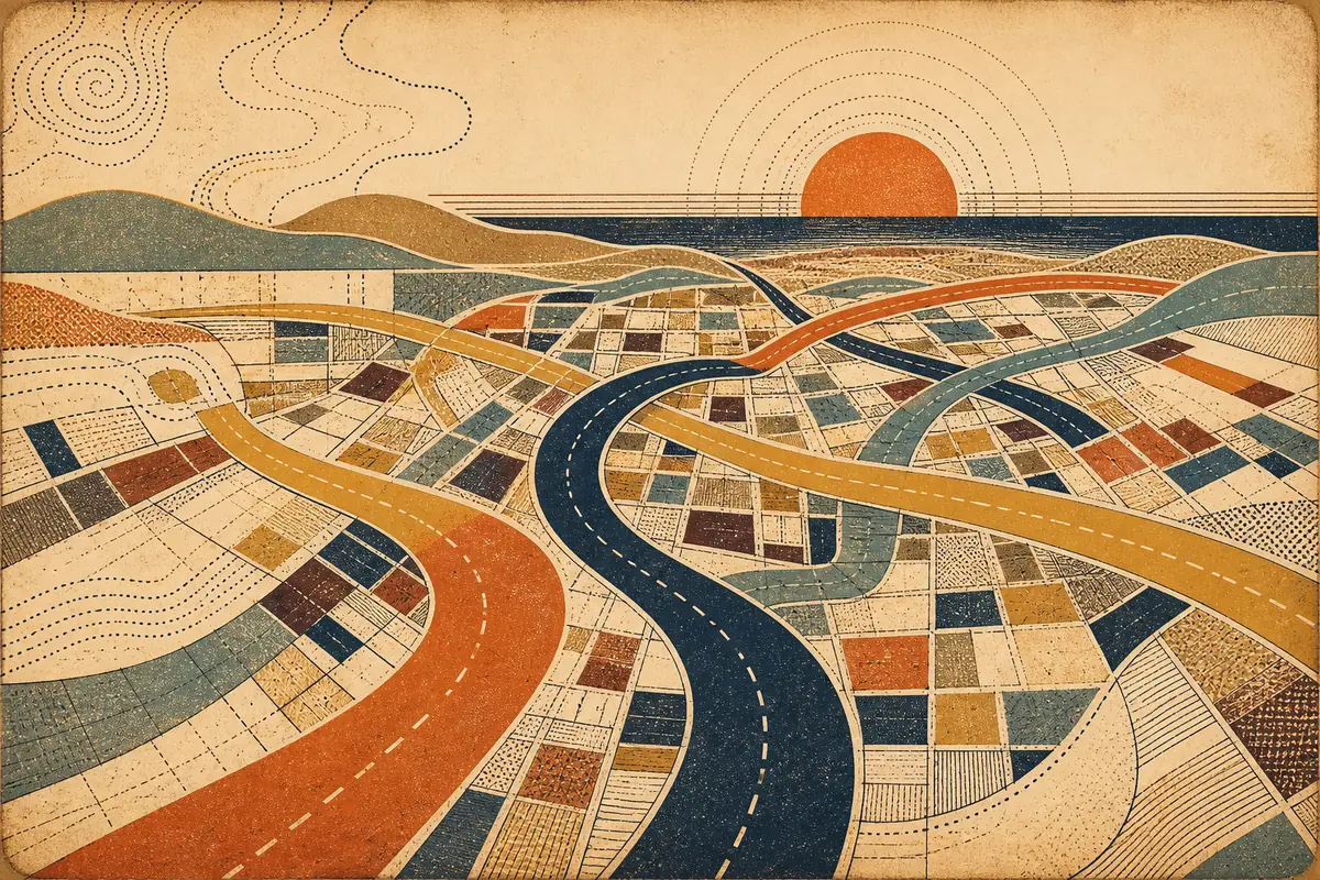 Abstract illustrated map composition for Hammond, United States