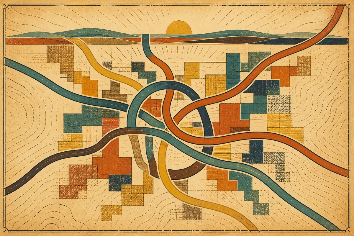 Abstract illustrated map composition for Hammond, United States