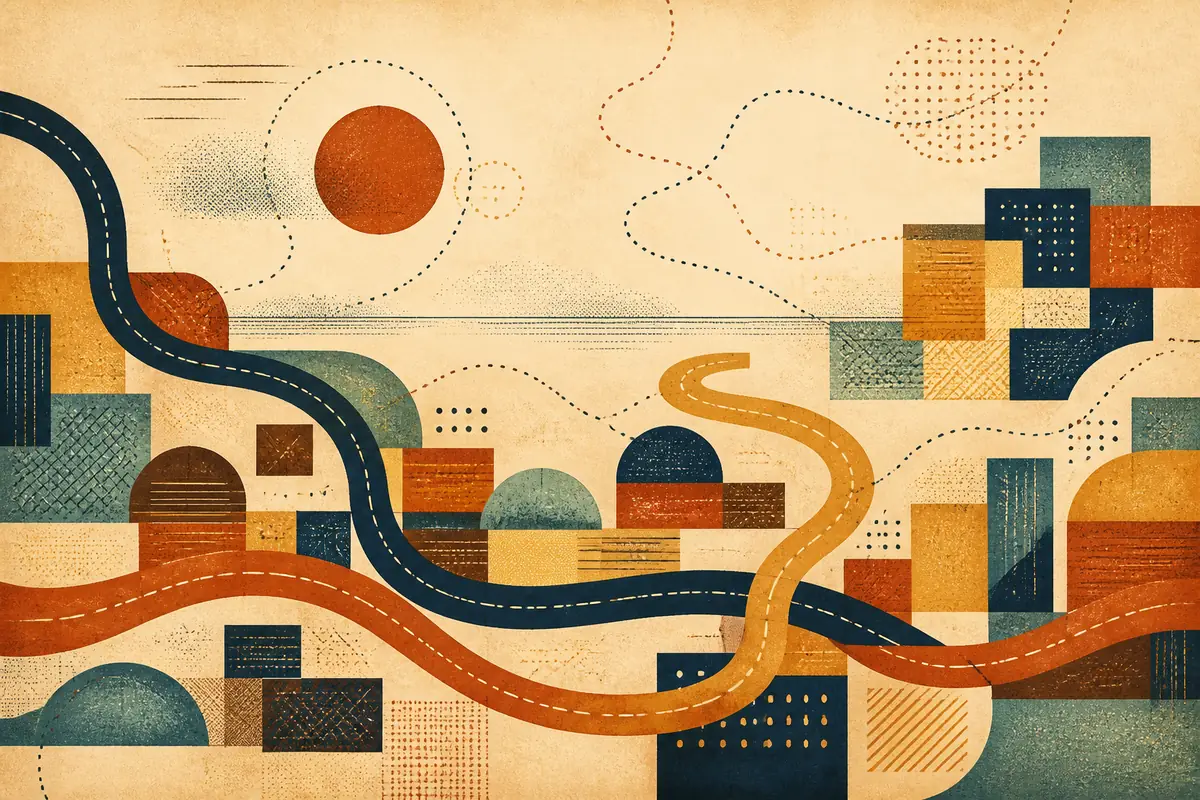 Abstract illustrated map composition for Hampden, United States