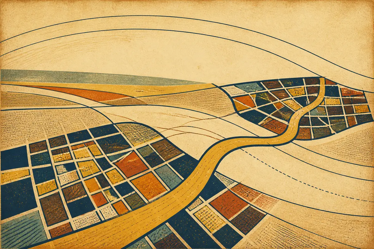Abstract illustrated map composition for Hampton, United States