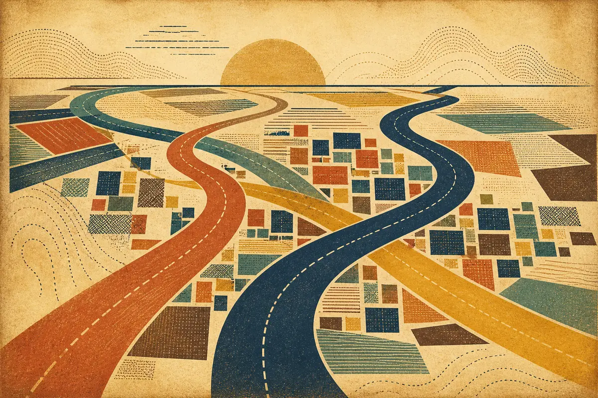 Abstract illustrated map composition for Hanford, United States