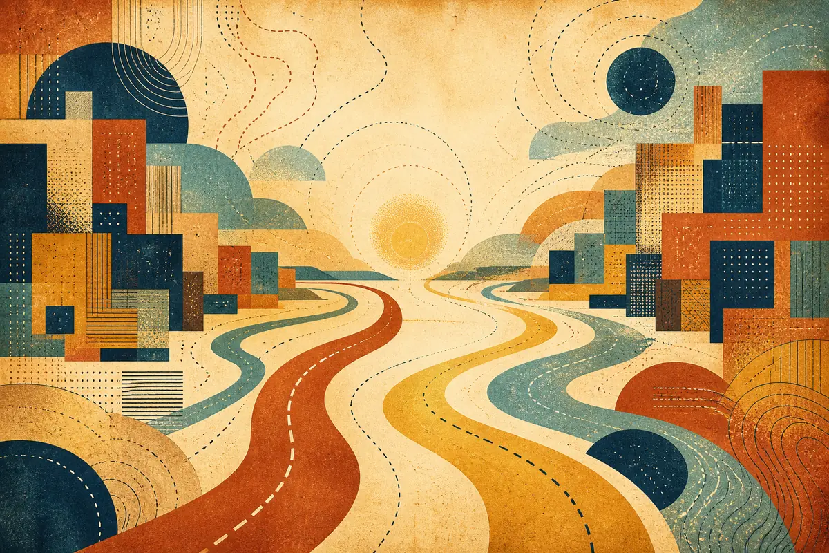 Abstract illustrated map composition for Harker Heights, United States