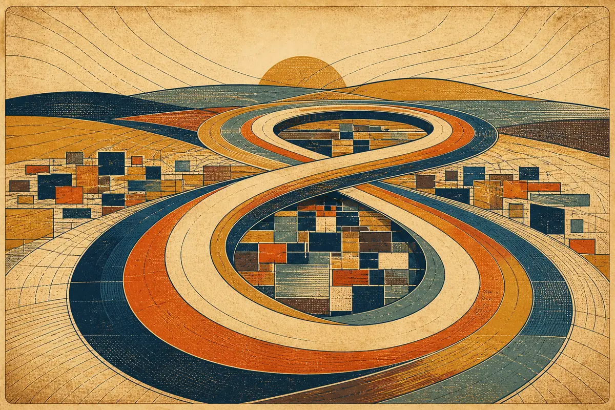 Abstract illustrated map composition for Harlingen, United States