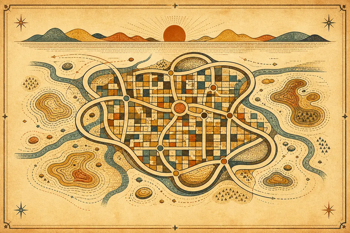 Abstract illustrated map composition for Hartford, United States