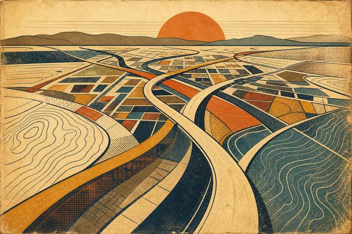 Abstract illustrated map composition for Hawthorne, United States