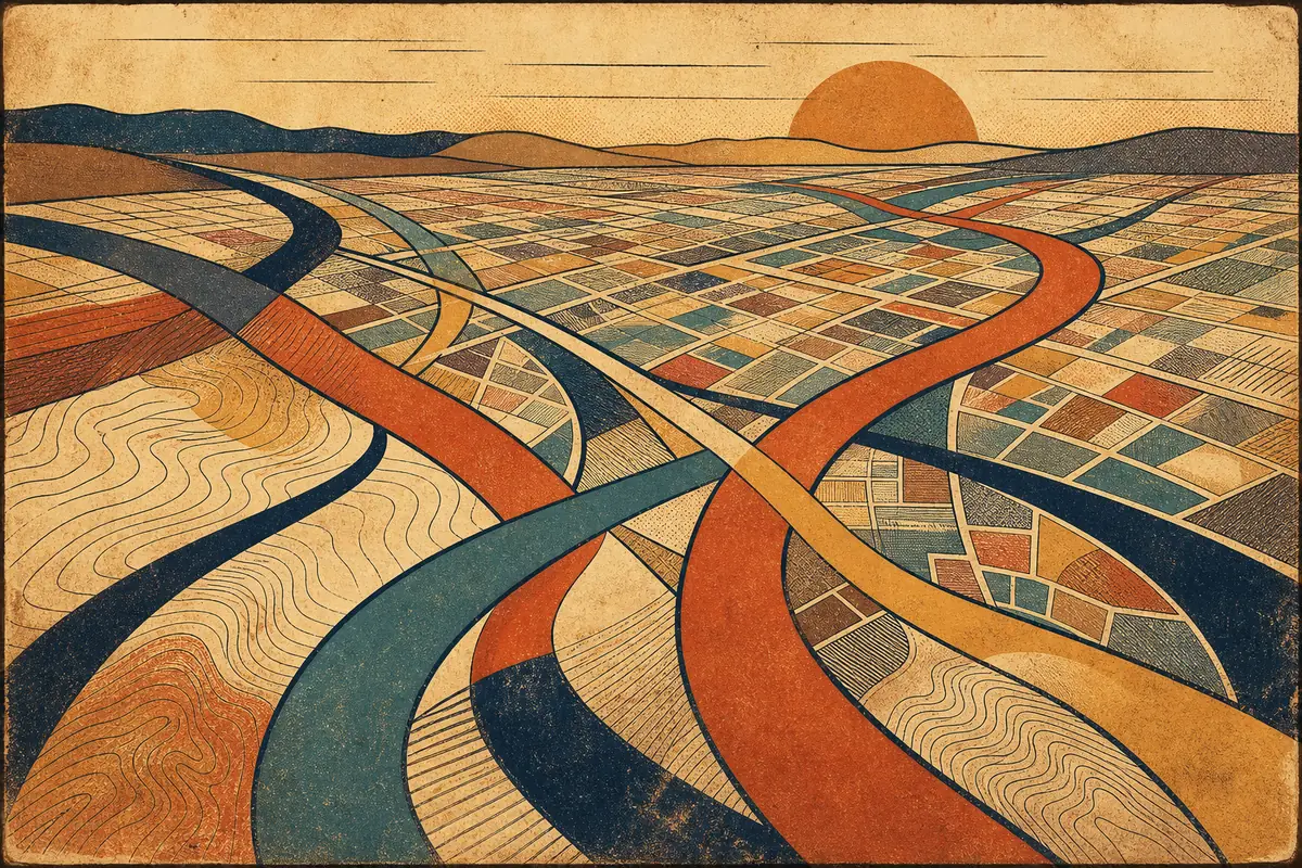 Abstract illustrated map composition for Hayward, United States