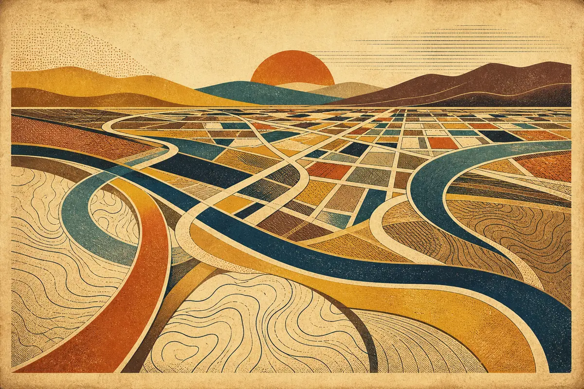 Abstract illustrated map composition for Hemet, United States