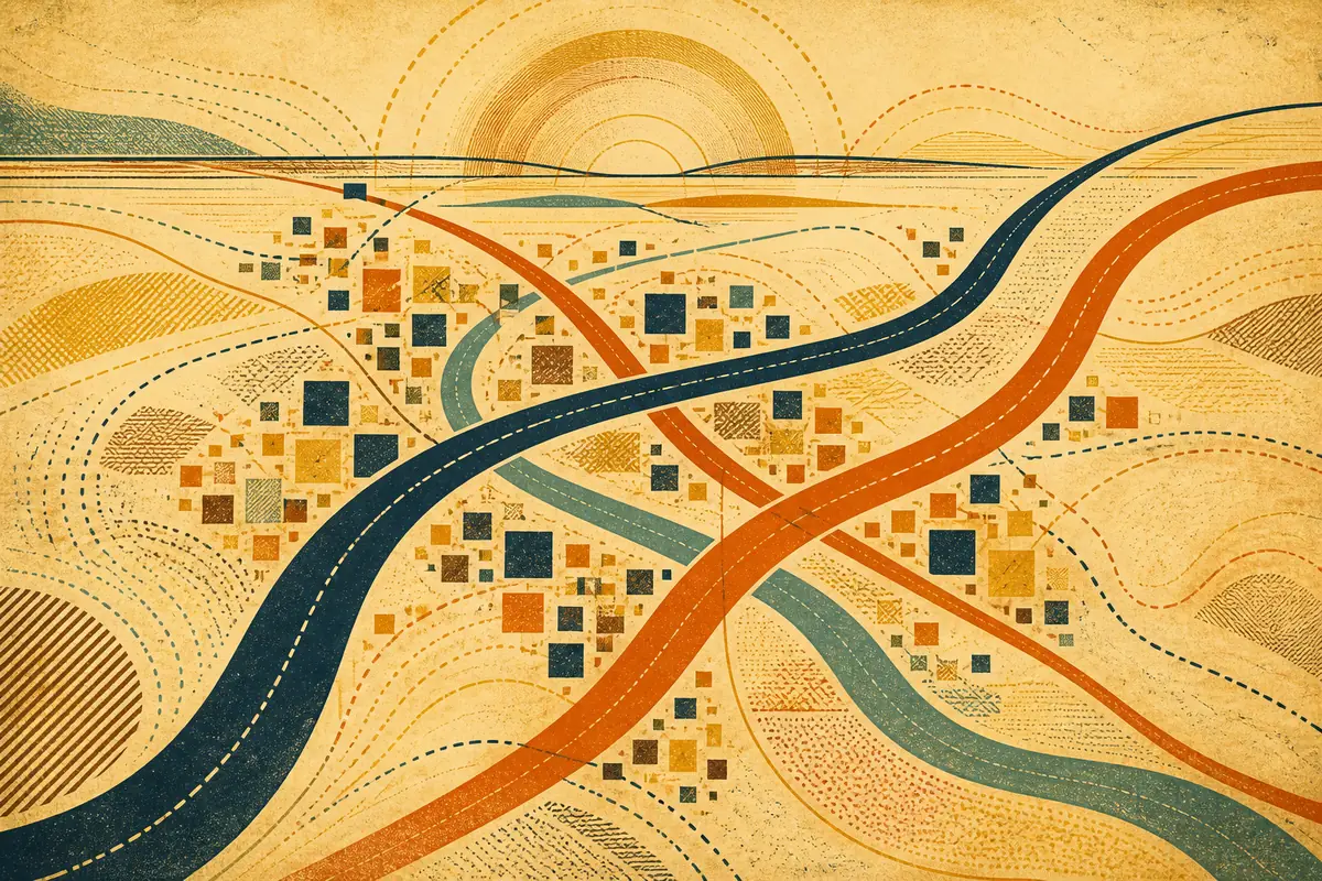 Abstract illustrated map composition for Hempfield, United States