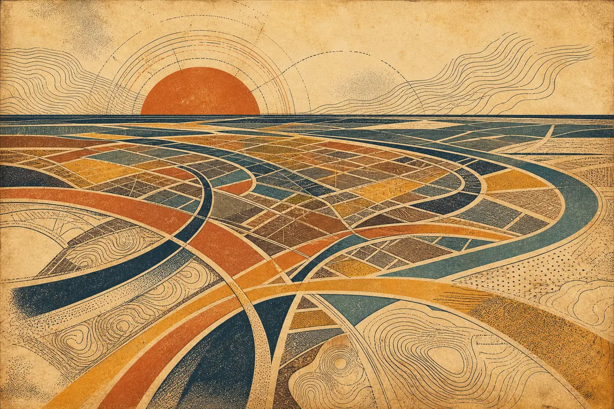 Abstract illustrated map composition for Hempstead, United States