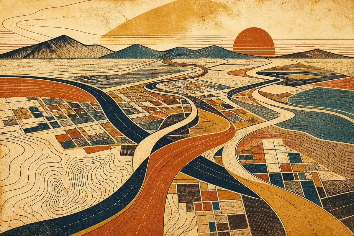 Abstract illustrated map composition for Henderson, United States