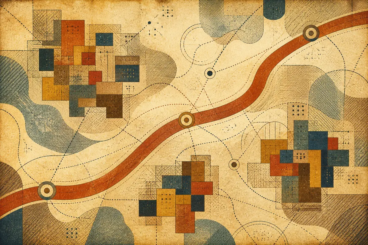 Abstract illustrated map composition for Herriman, United States