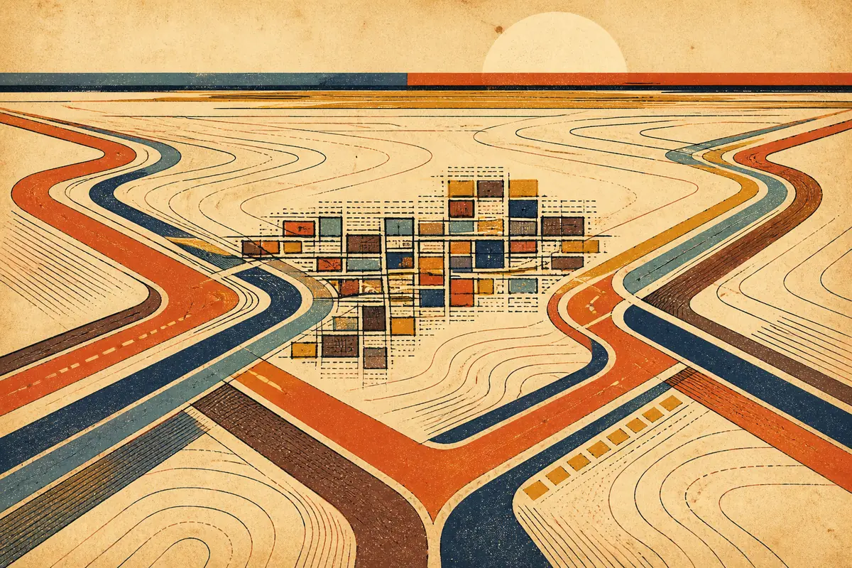 Abstract illustrated map composition for High Point, United States