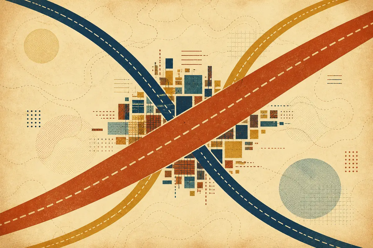 Abstract illustrated map composition for Highland Park, United States