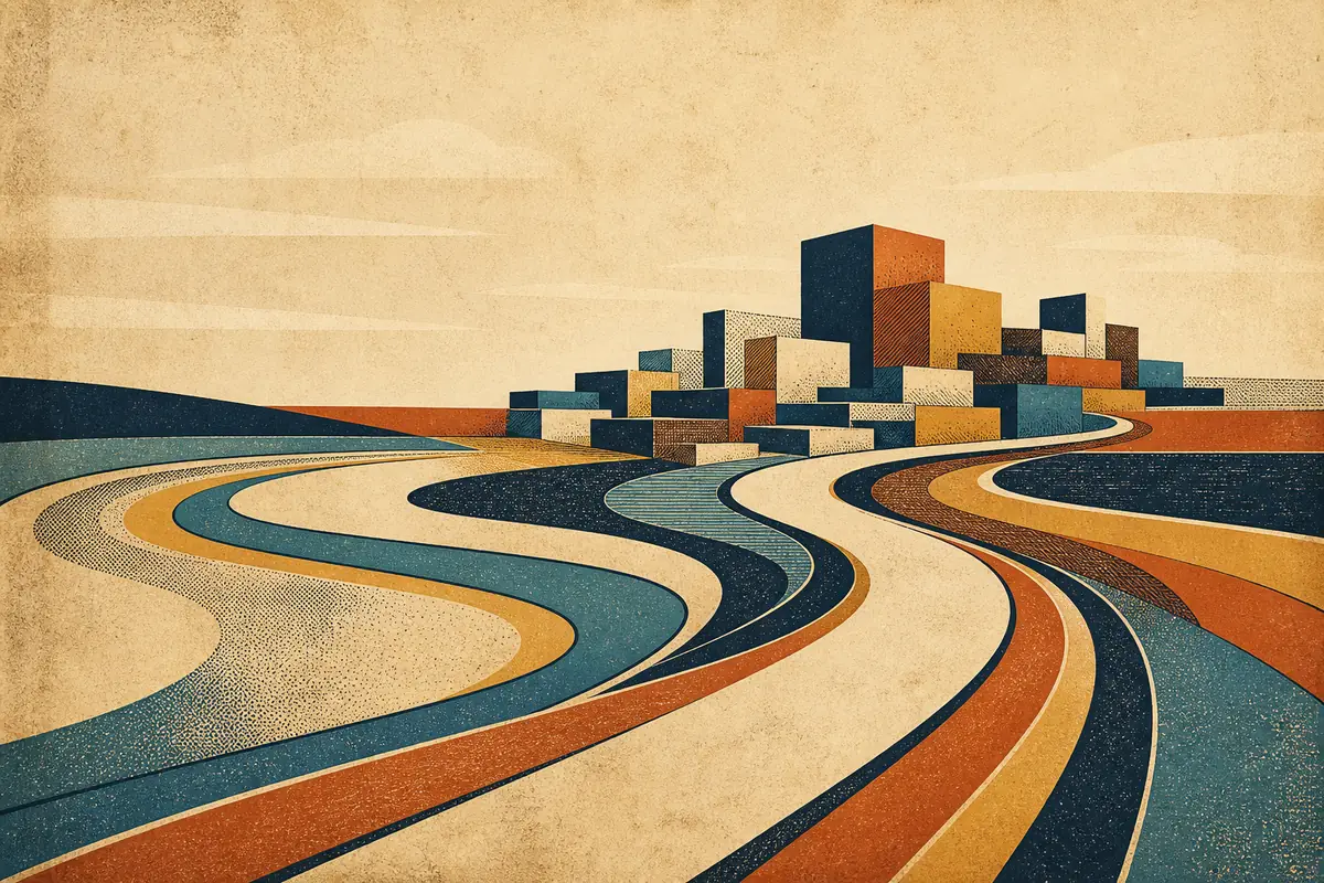 Abstract illustrated map composition for Hillsboro, United States