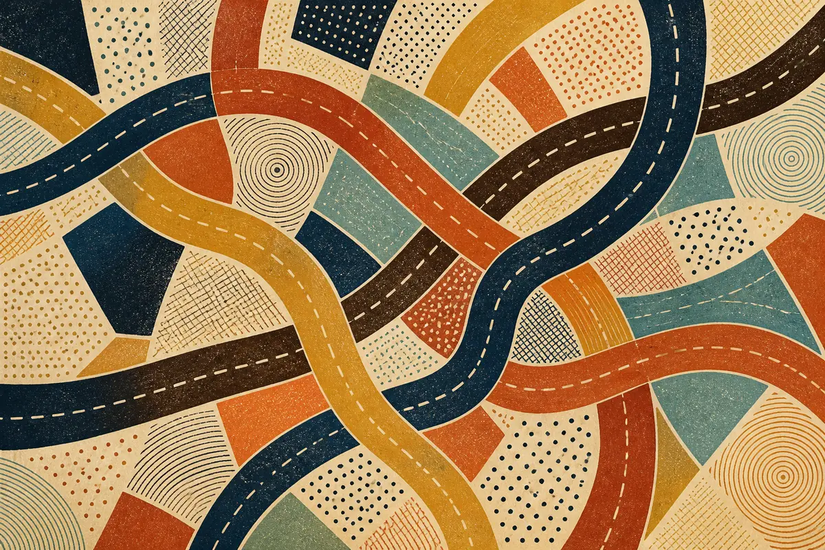 Abstract illustrated map composition for Hillsborough, United States