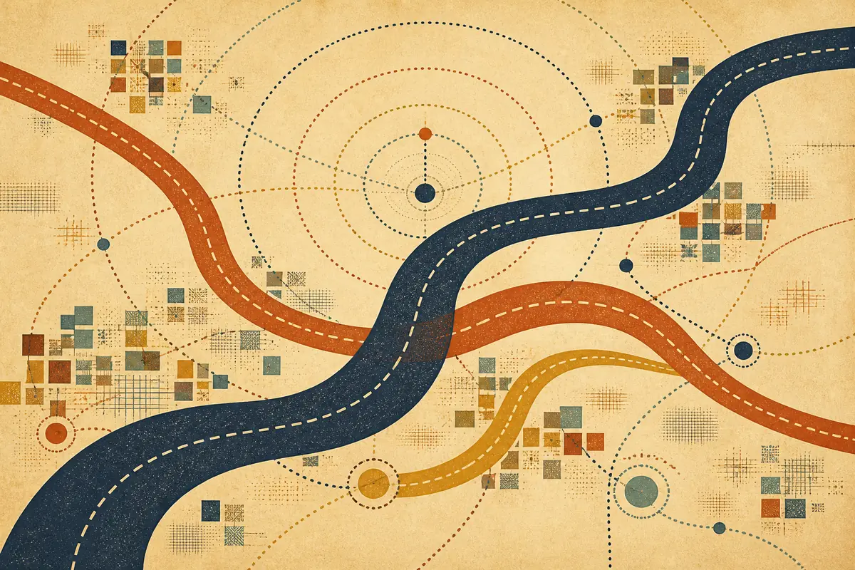 Abstract illustrated map composition for Hilo, United States