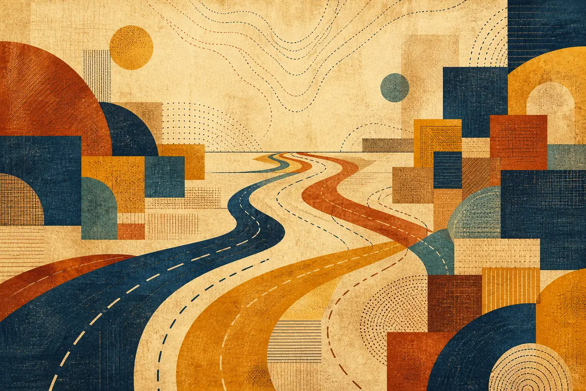 Abstract illustrated map composition for Hobart, United States