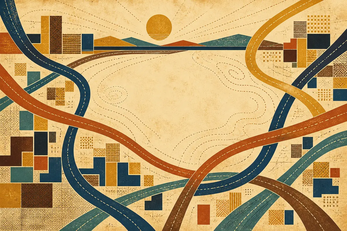Abstract illustrated map composition for Hobbs, United States