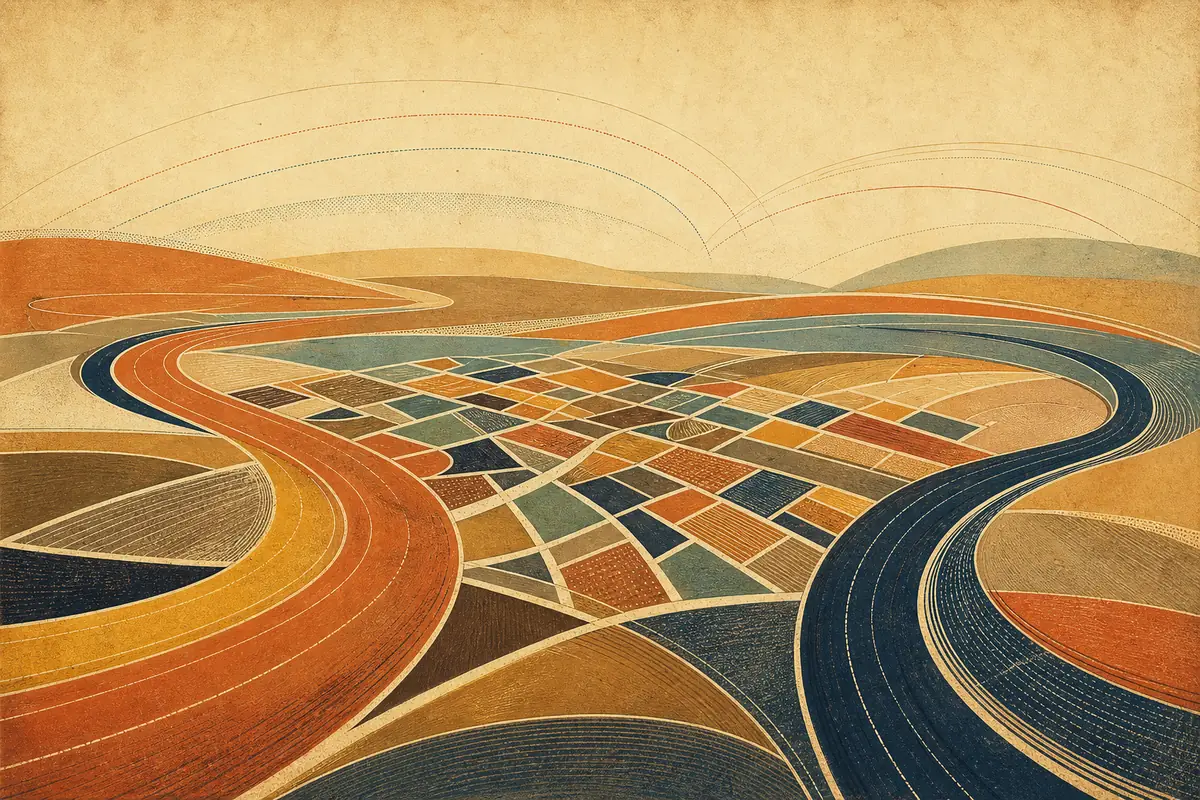 Abstract illustrated map composition for Holland, United States