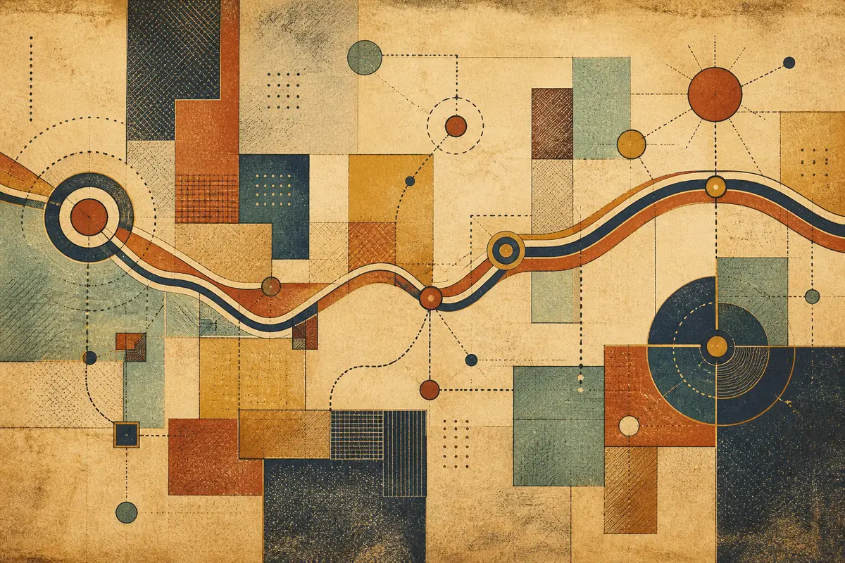 Abstract illustrated map composition for Hollister, United States