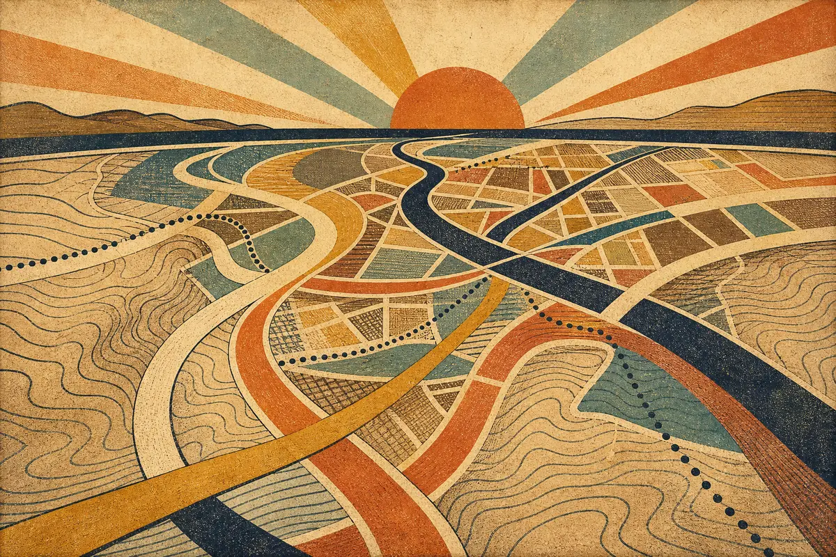 Abstract illustrated map composition for Hollywood, United States