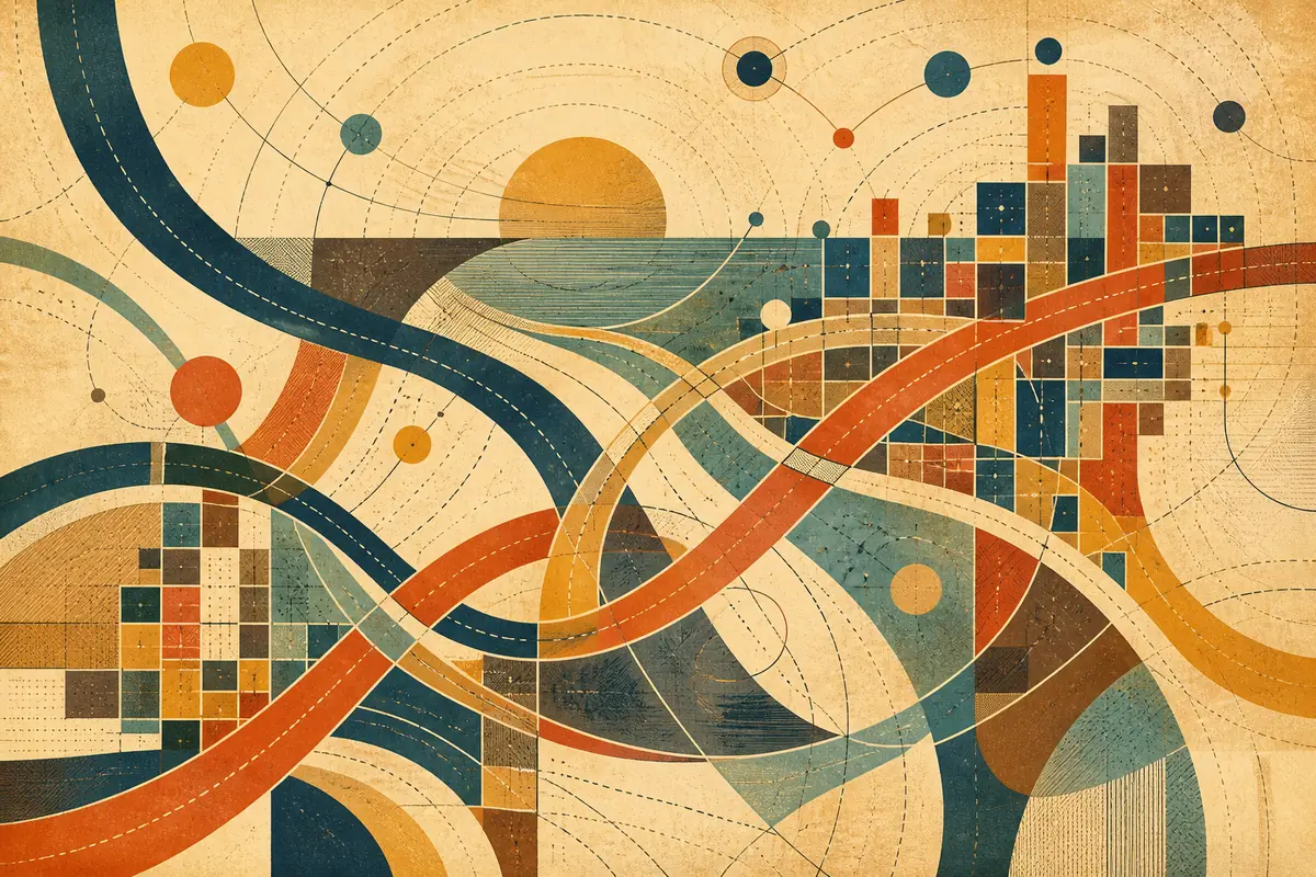 Abstract illustrated map composition for Holyoke, United States