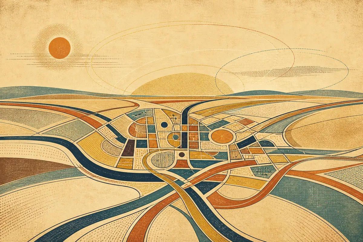 Abstract illustrated map composition for Homestead, United States