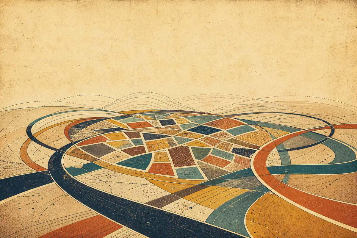 Abstract illustrated map composition for Hoover, United States