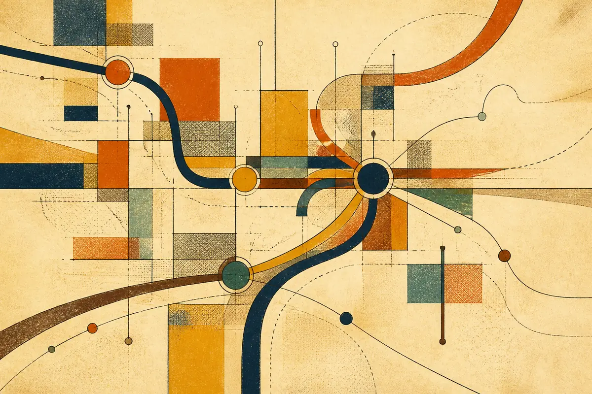 Abstract illustrated map composition for Horizon West, United States
