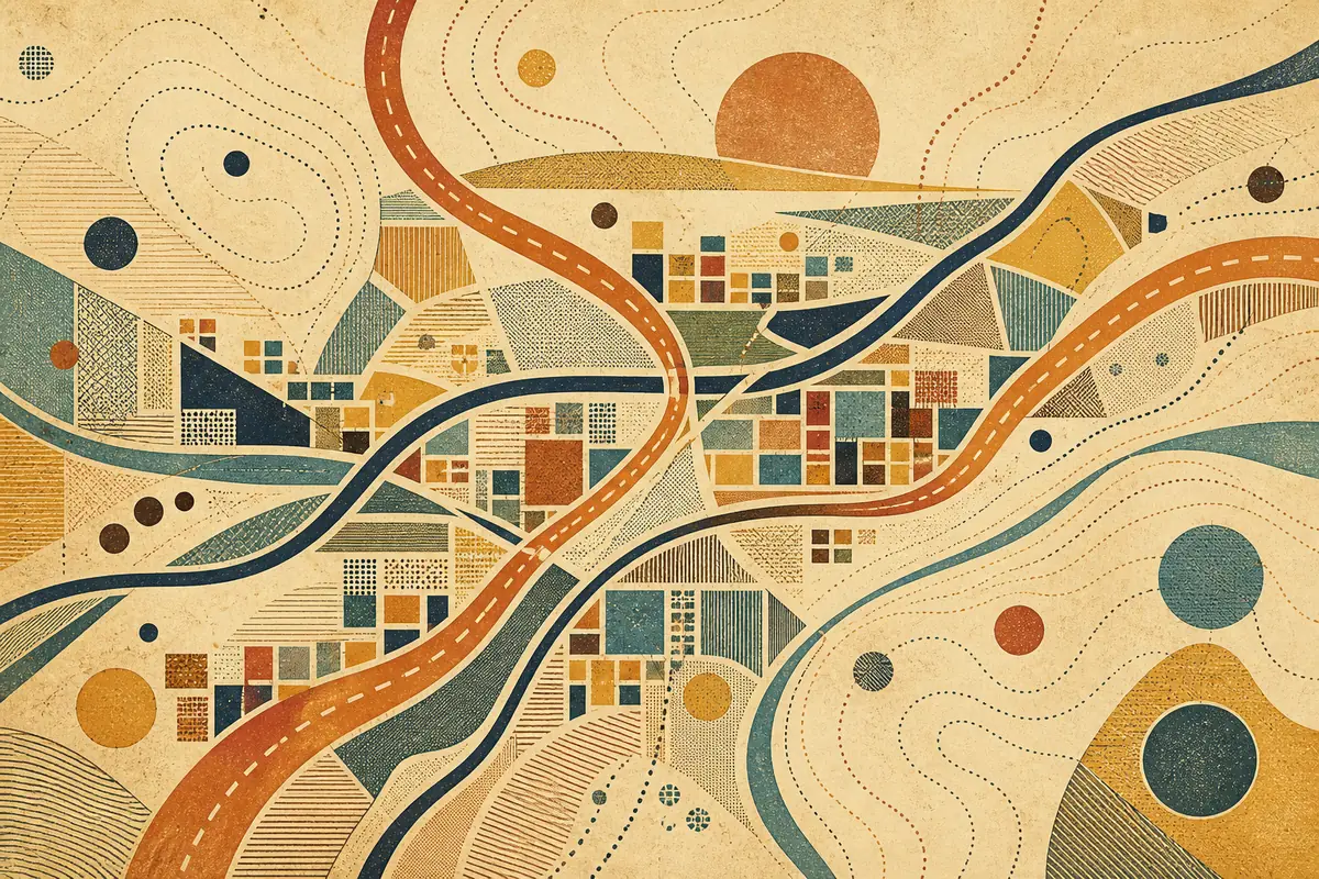 Abstract illustrated map composition for Hot Springs, United States