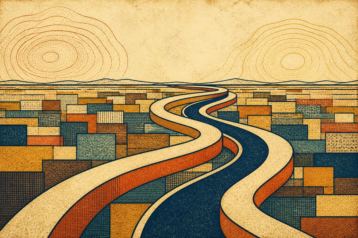 Abstract illustrated map composition for Houma, United States