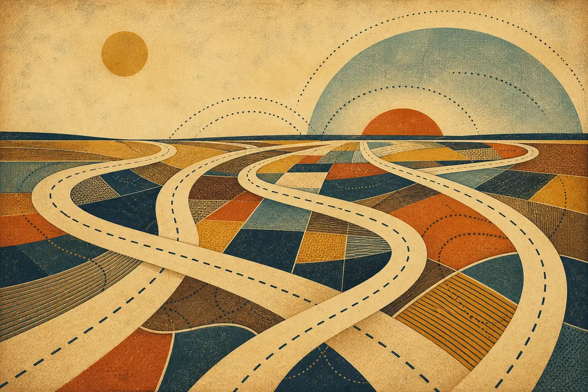 Abstract illustrated map composition for Huntersville, United States