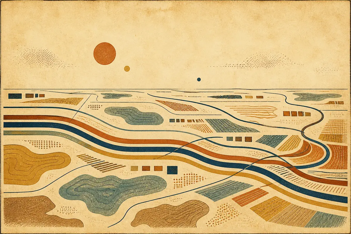 Abstract illustrated map composition for Huntington Beach, United States