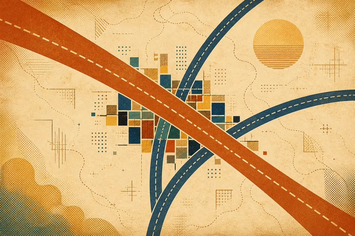 Abstract illustrated map composition for Huntington Station, United States