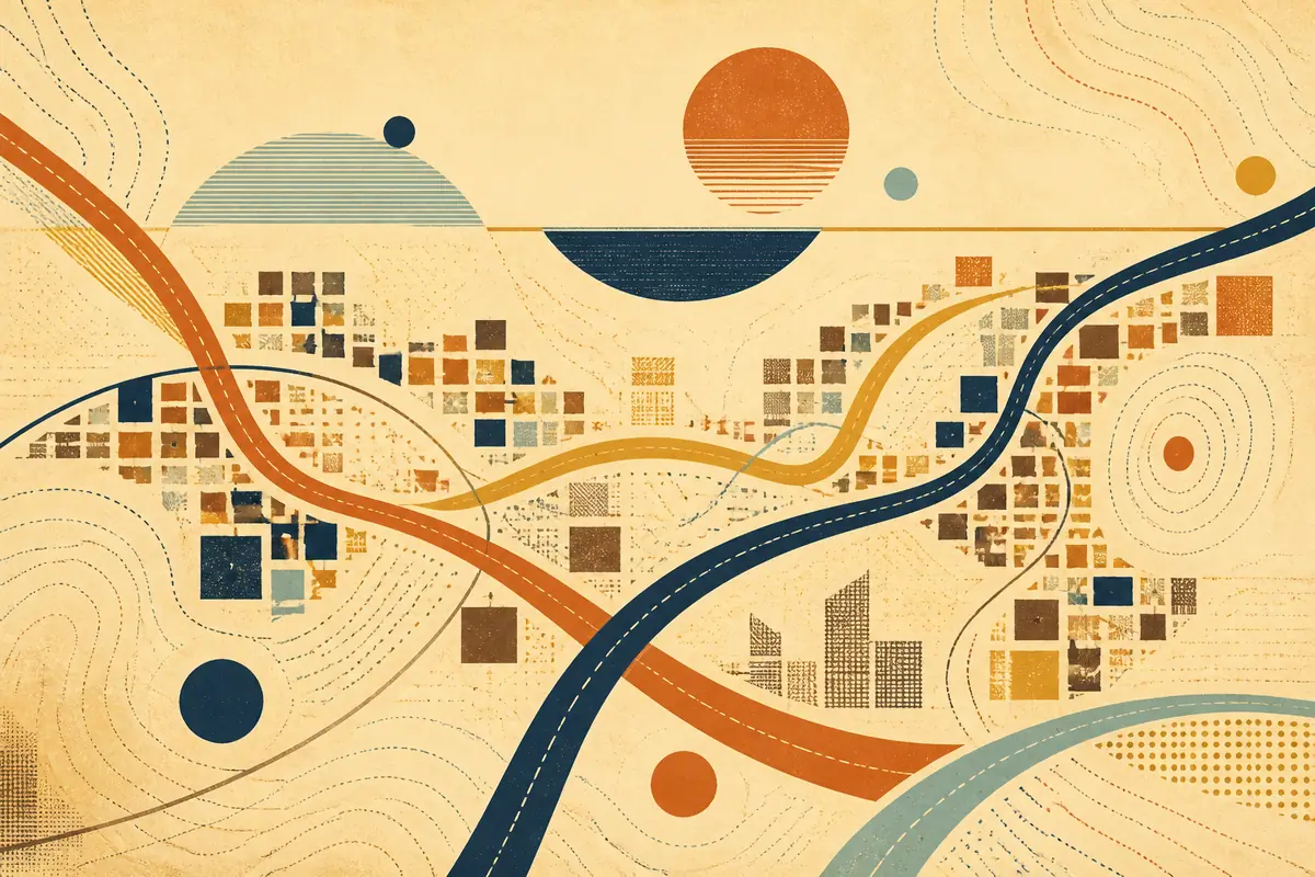 Abstract illustrated map composition for Hurst, United States