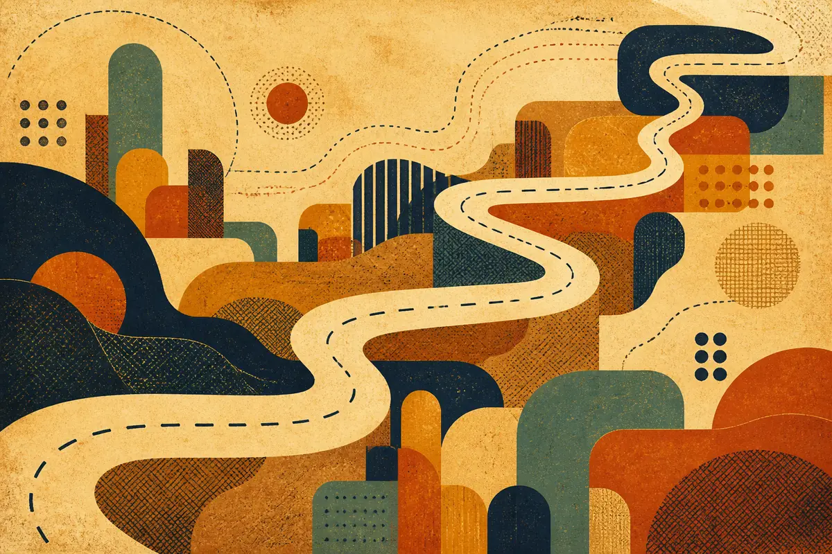 Abstract illustrated map composition for Hutto, United States