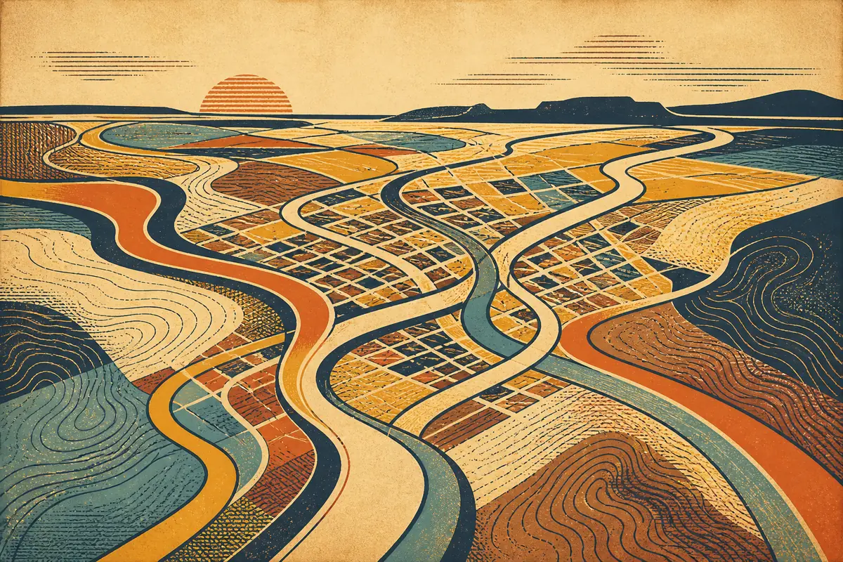 Abstract illustrated map composition for Idaho Falls, United States
