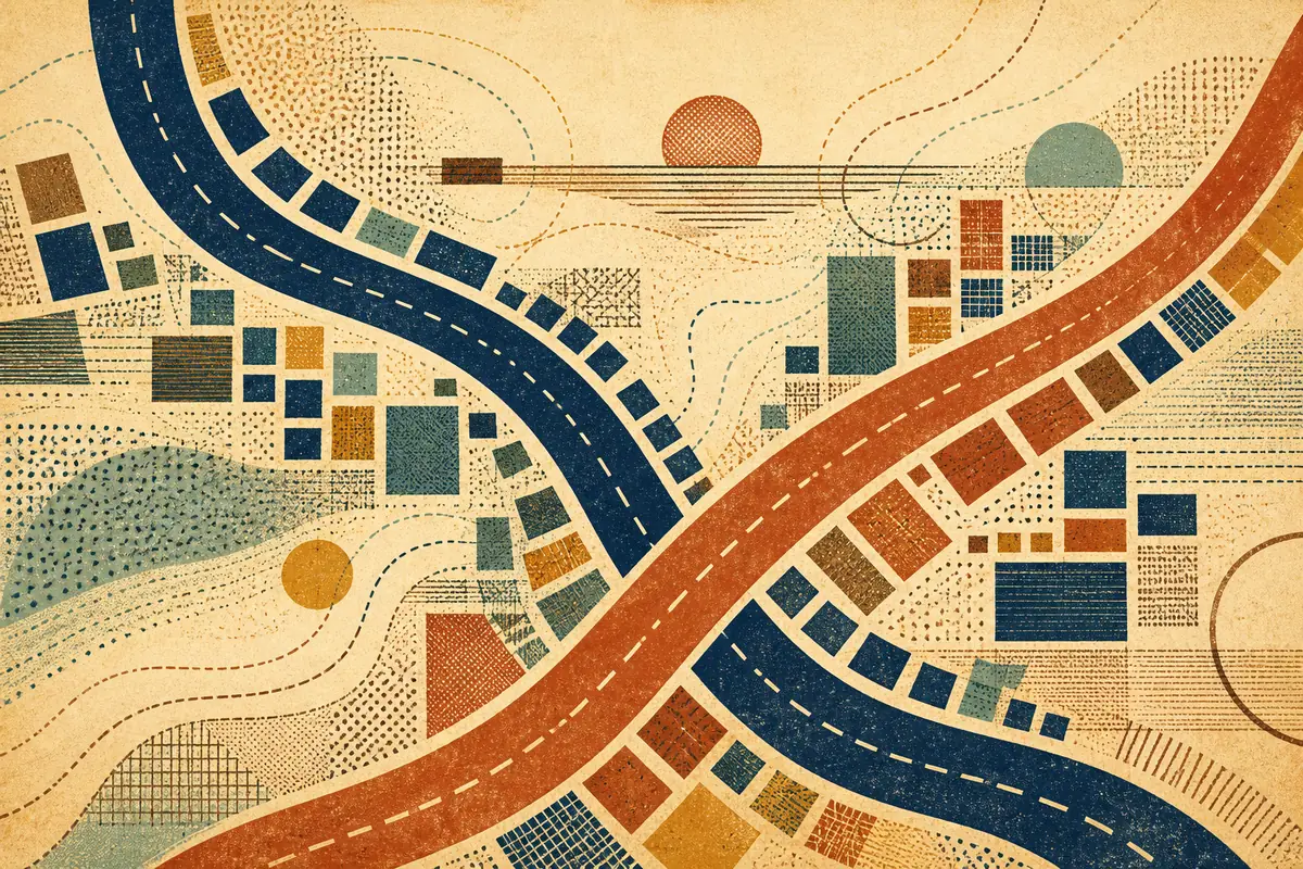 Abstract illustrated map composition for Indian Trail, United States