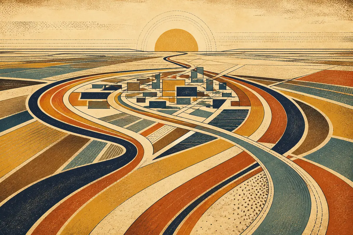 Abstract illustrated map composition for Indio, United States