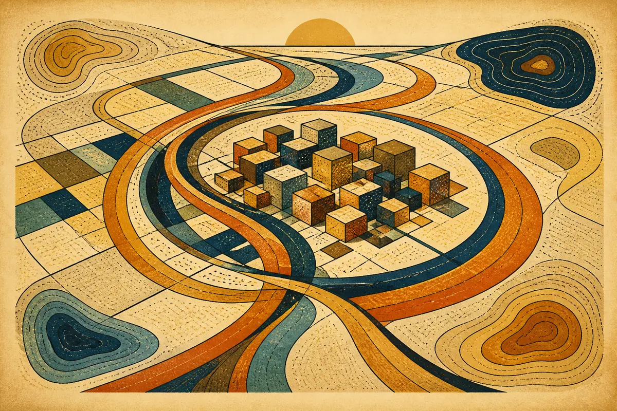 Abstract illustrated map composition for Inglewood, United States