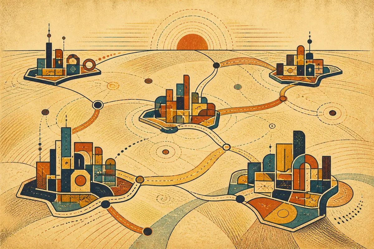 Abstract illustrated map composition for Islip, United States