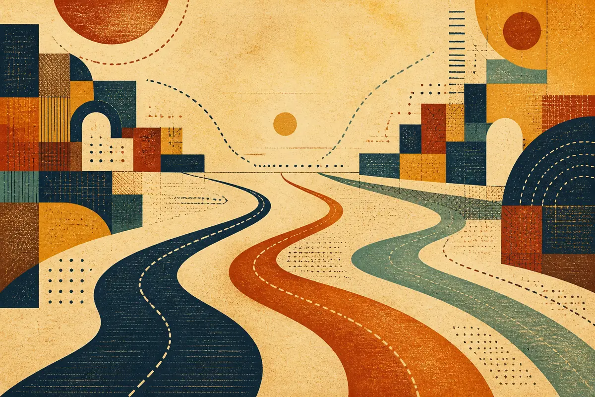 Abstract illustrated map composition for Ithaca, United States