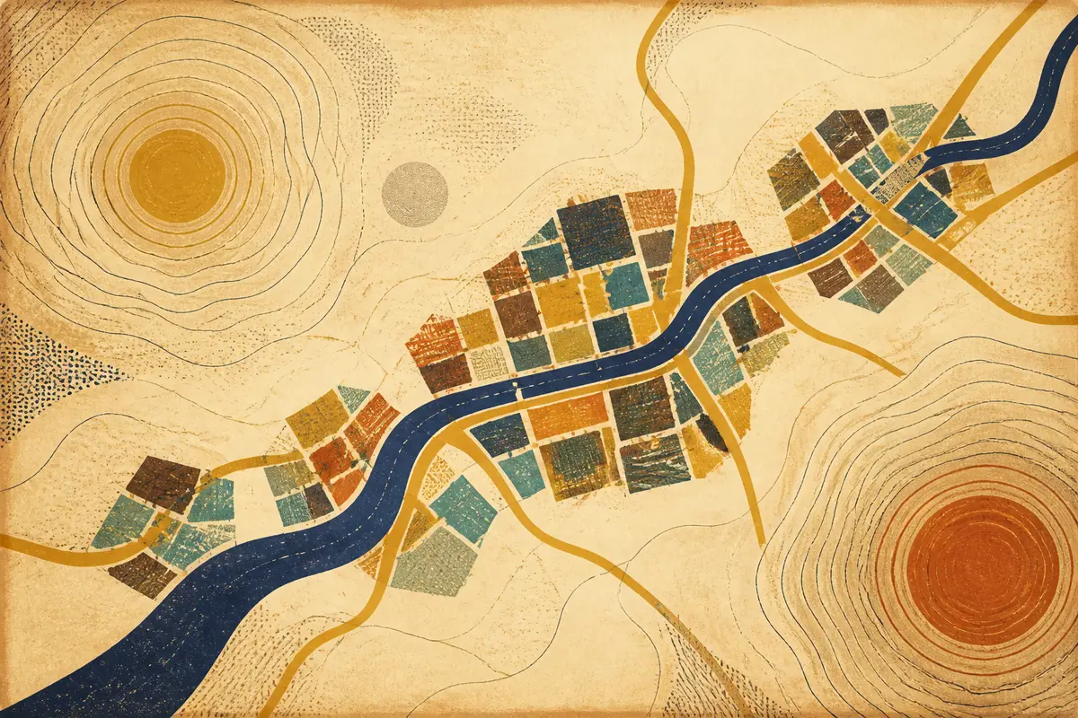 Abstract illustrated map composition for Jackson, United States