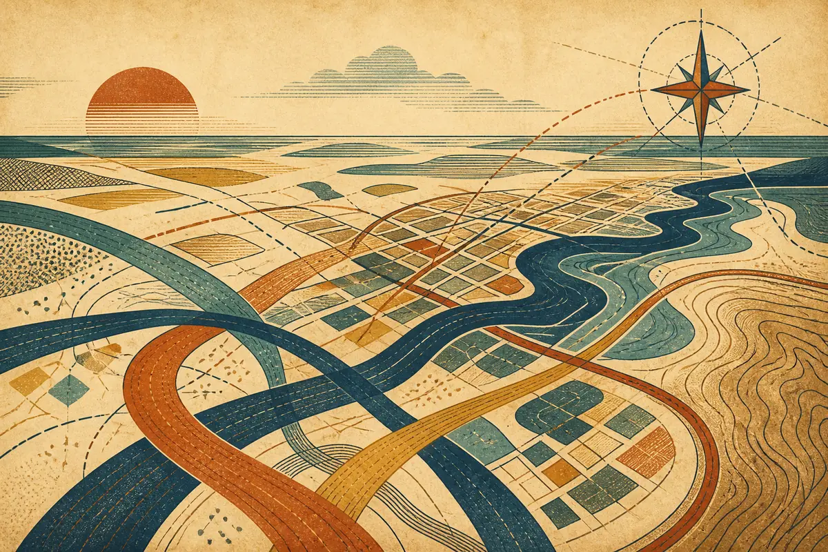 Abstract illustrated map composition for Jacksonville, United States