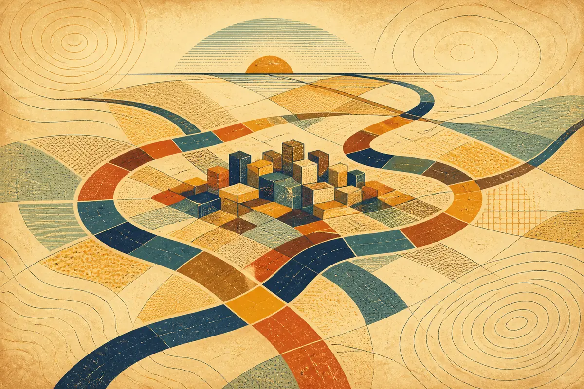 Abstract illustrated map composition for Janesville, United States