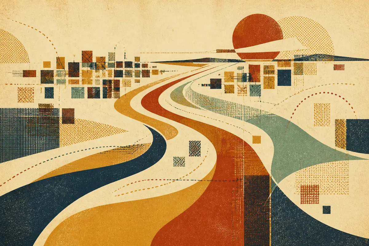 Abstract illustrated map composition for Jeffersonville, United States