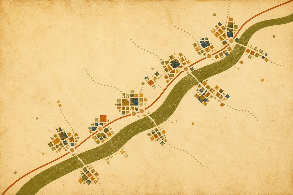 Abstract illustrated map composition for Johnson City, United States