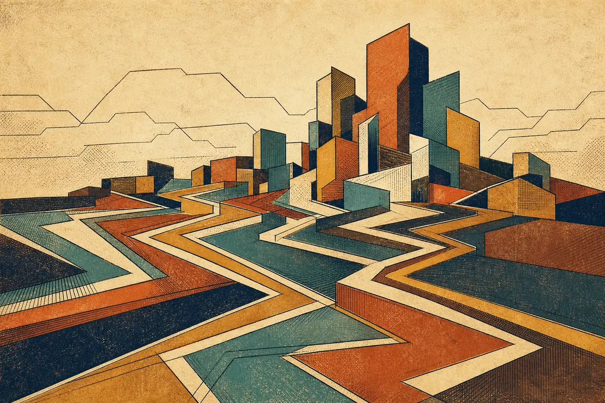 Abstract illustrated map composition for Joliet, United States