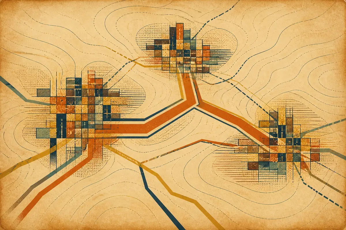 Abstract illustrated map composition for Jonesboro, United States