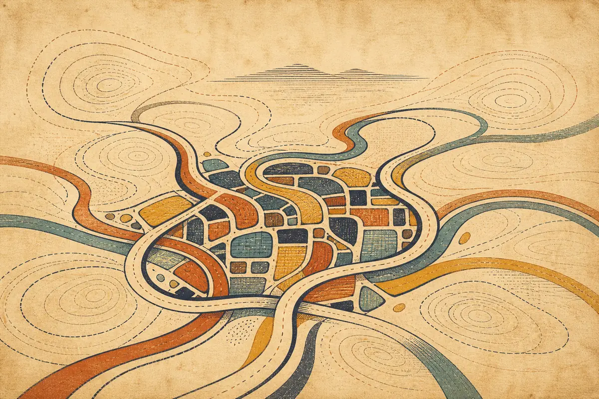 Abstract illustrated map composition for Kailua, United States